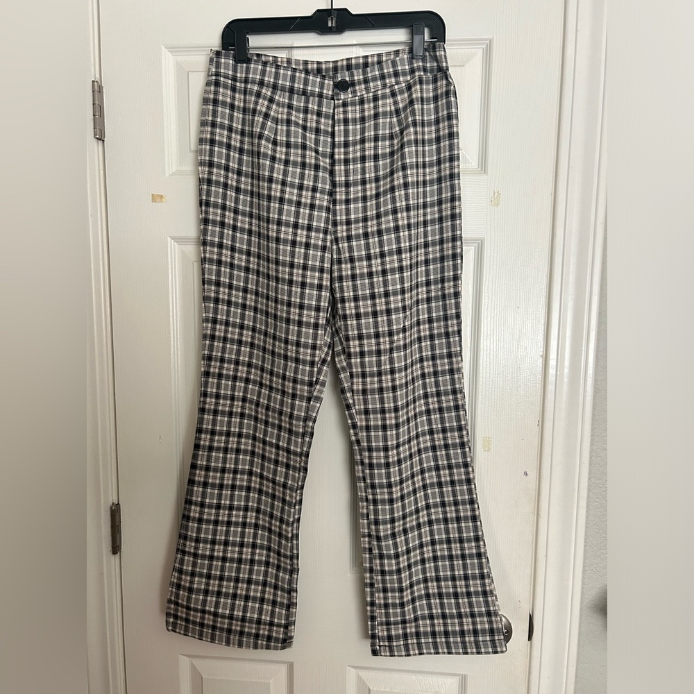 Flare Plaid Pants